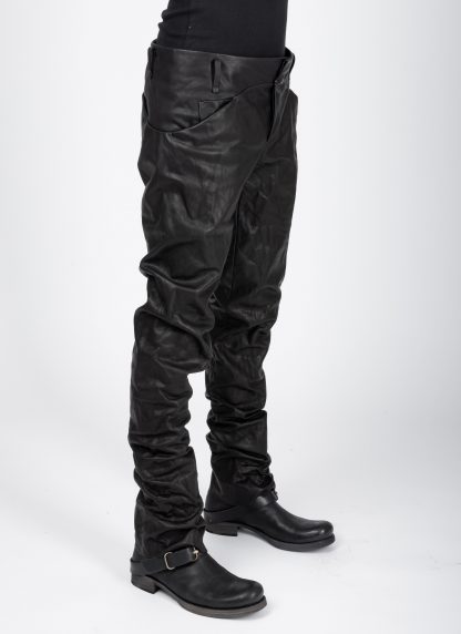 MA+ Maurizio Amadei P211 SY 1.0 Men 5 Pocket Medium Fit Pants Herren Leder Hose cow leather black hide m 4