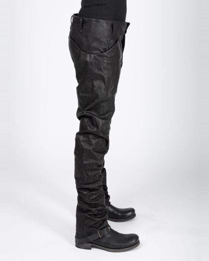 MA+ Maurizio Amadei P211 SY 1.0 Men 5 Pocket Medium Fit Pants Herren Leder Hose cow leather black hide m 5