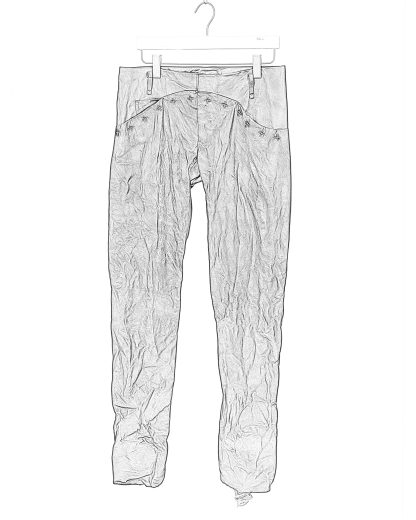 MA+ Maurizio Amadei P211+ SY 1.0 Men 5 Pocket Medium Fit Pants With Silver Crosses Herren Leder Hose cow leather black hide m 2
