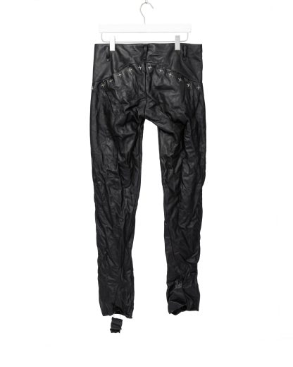 MA+ Maurizio Amadei P211+ SY 1.0 Men 5 Pocket Medium Fit Pants With Silver Crosses Herren Leder Hose cow leather black hide m 3