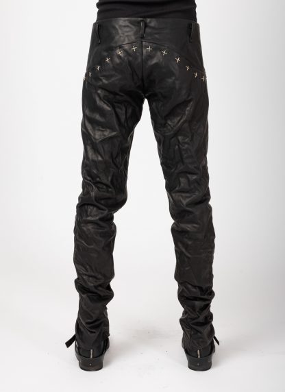 MA+ Maurizio Amadei P211+ SY 1.0 Men 5 Pocket Medium Fit Pants With Silver Crosses Herren Leder Hose cow leather black hide m 7