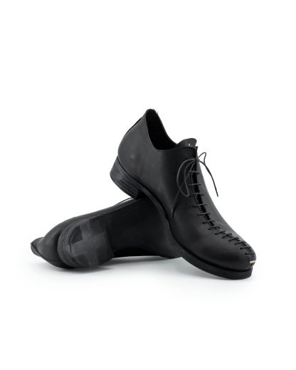 MA+ Maurizio Amadei S1Q1 VA15 Men Lace Stitched Shoe Shoe Derby Herren Schuh vachetta cow leather black hide m 10