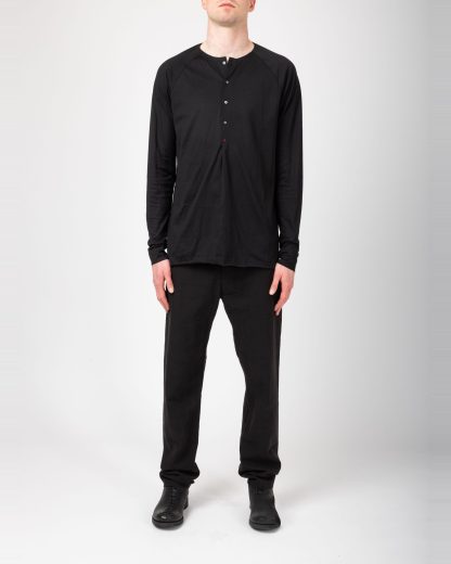 MA+ Maurizio Amadei T261D JCL10 Men Henley Raglan Long Sleeve Medium Fit T Shirt Herren tee cotton black hide m 3