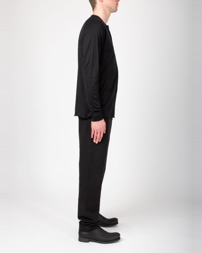 MA+ Maurizio Amadei T261D JCL10 Men Henley Raglan Long Sleeve Medium Fit T Shirt Herren tee cotton black hide m 4