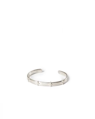 MA+ Maurizio Amadei AB058 Thin Silver Stitched Cross Silver Bangle Bracelet Armreif 925 sterling silver hide m 1