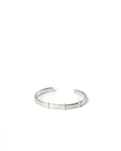 MA+ Maurizio Amadei AB058 Thin Silver Stitched Cross Silver Bangle Bracelet Armreif 925 sterling silver hide m 1