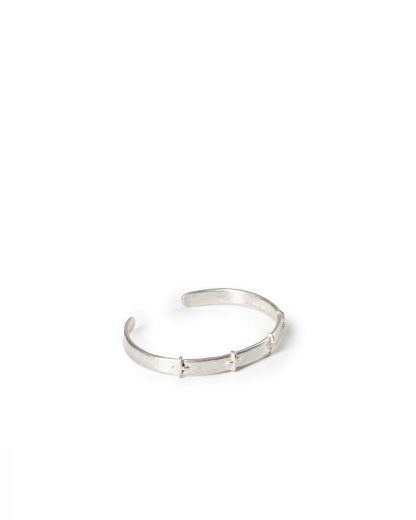 MA+ Maurizio Amadei AB058 Thin Silver Stitched Cross Silver Bangle Bracelet Armreif 925 sterling silver hide m 2