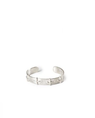 MA+ Maurizio Amadei AB18 Silver Stitched Cross Bracelet Bangle Armreif 925 sterling silver hide m 1