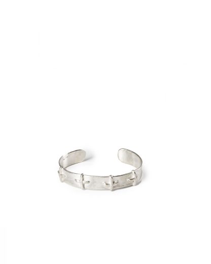 MA+ Maurizio Amadei AB18 Silver Stitched Cross Bracelet Bangle Armreif 925 sterling silver hide m 1