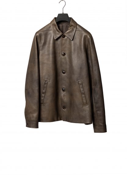 RICK OWENS RU02F4796 LCD 39 Tower Buttoned Brad Jacket Padded Men Herren Leder Jacke calf leather washed black hide m 1