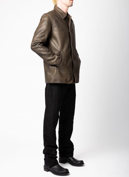 RICK OWENS RU02F4796 LCD 39 Tower Buttoned Brad Jacket Padded Men Herren Leder Jacke calf leather washed black hide m 5