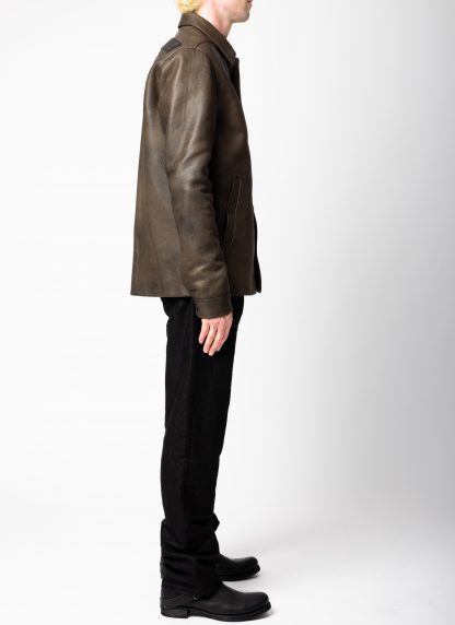 RICK OWENS RU02F4796 LCD 39 Tower Buttoned Brad Jacket Padded Men Herren Leder Jacke calf leather washed black hide m 6