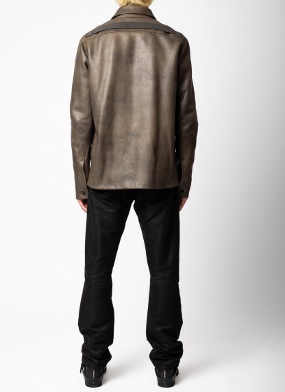 RICK OWENS RU02F4796 LCD 39 Tower Buttoned Brad Jacket Padded Men Herren Leder Jacke calf leather washed black hide m 7