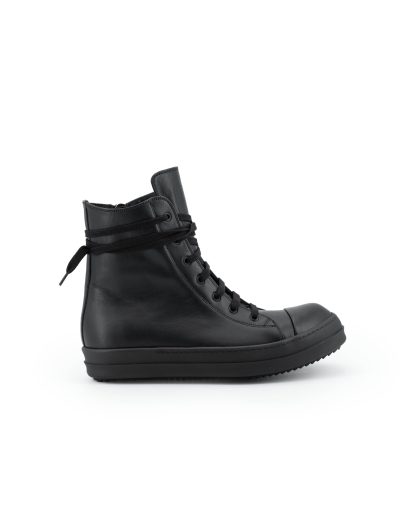 RICK OWENS RU02F4890 LCO 09 Tower High Sneaker Side Zip Men Herren Schuh cow leather full black hide m 1