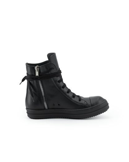 RICK OWENS RU02F4890 LCO 09 Tower High Sneaker Side Zip Men Herren Schuh cow leather full black hide m 3