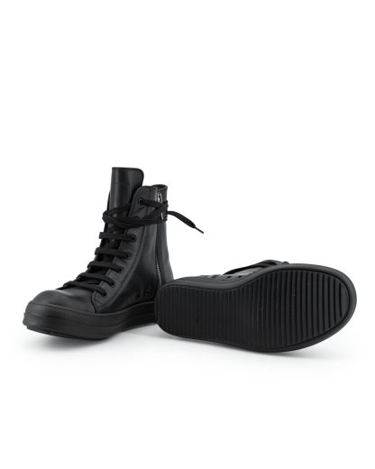 RICK OWENS RU02F4890 LCO 09 Tower High Sneaker Side Zip Men Herren Schuh cow leather full black hide m 6
