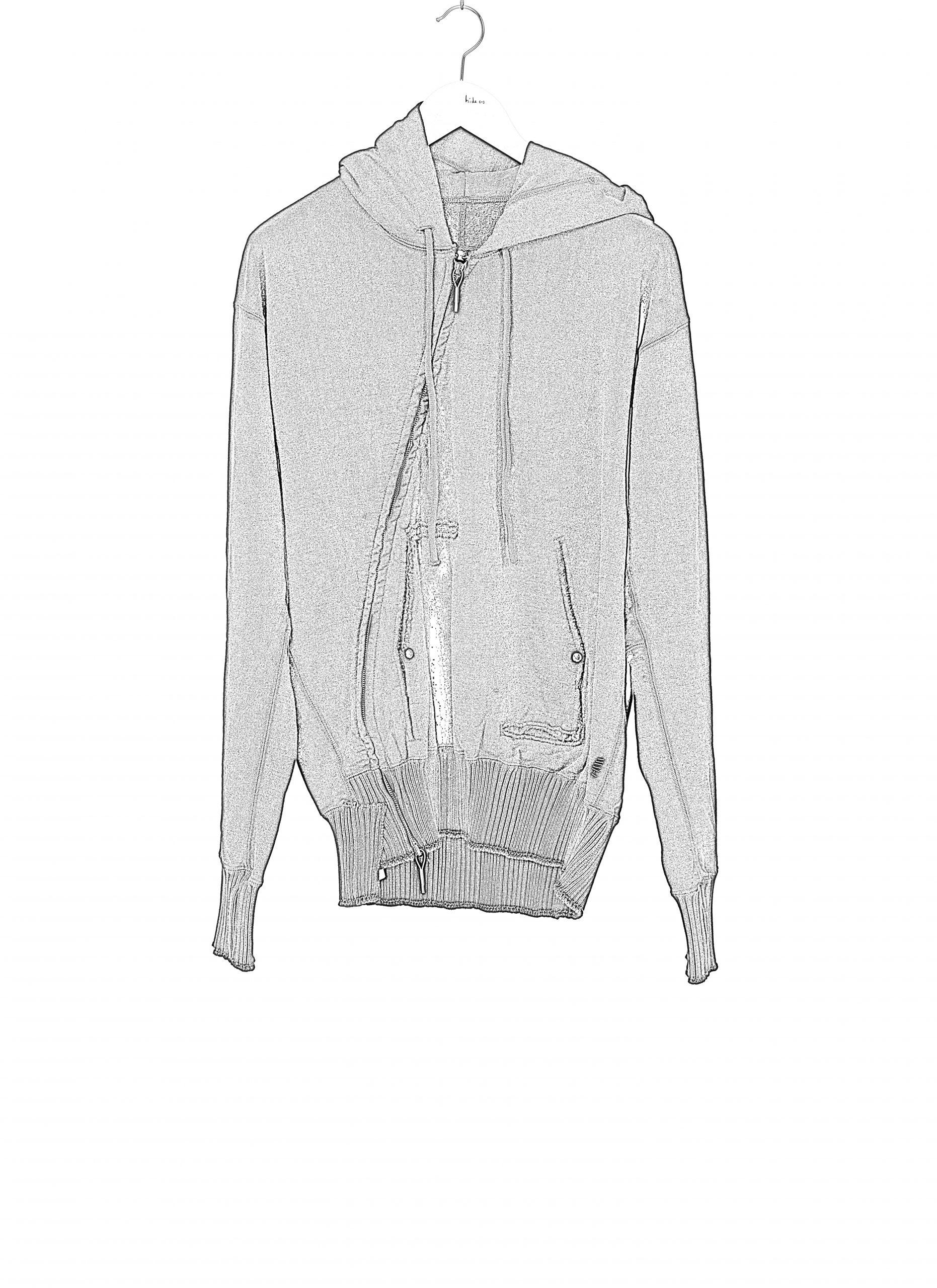 Taichi Murakami Men Displacement Sweat Parka Hooded Zipped Herren Sweater Jacket Jacke cotton black hide m 2