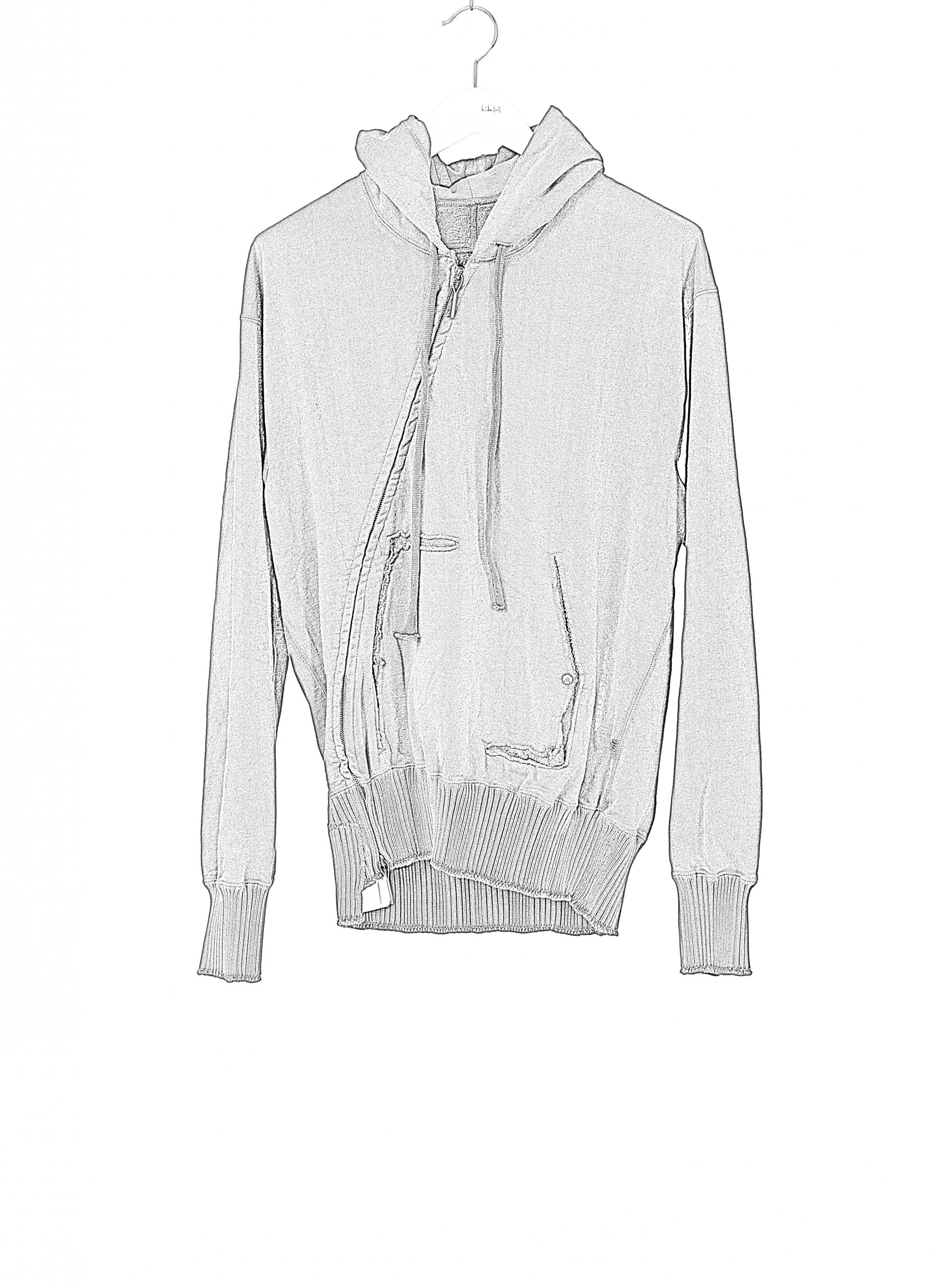 Taichi Murakami Men Displacement Sweat Parka Hooded Zipped Herren Sweater Jacket Jacke cotton dark grey hide m 2