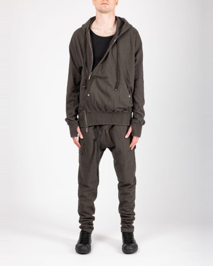 Taichi Murakami Men Displacement Sweat Parka Hooded Zipped Herren Sweater Jacket Jacke cotton dark grey hide m 4
