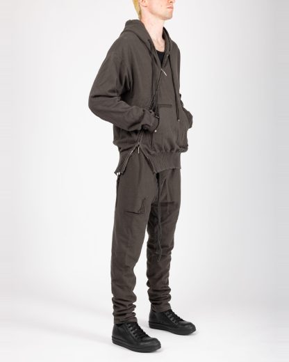 Taichi Murakami Men Displacement Sweat Parka Hooded Zipped Herren Sweater Jacket Jacke cotton dark grey hide m 7