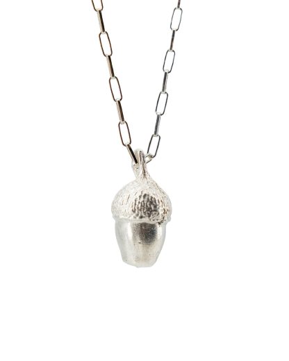 MA+ Maurizio Amadei AU51:C Med Acorn Necklace Halskette 925 sterling silver hide m 2