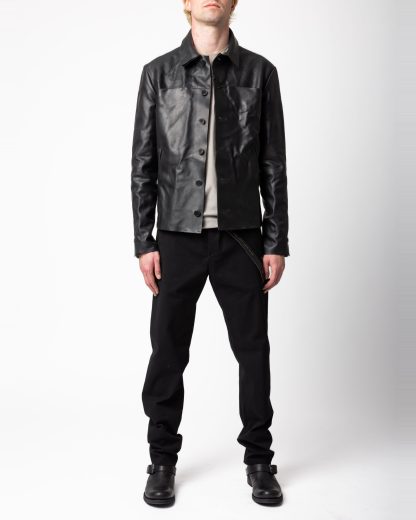 MA+ Maurizio Amadei macross J250 VA 1.0 Men Trucker Jacket Herren Jacke leder vachetta cow leather black hide m 3