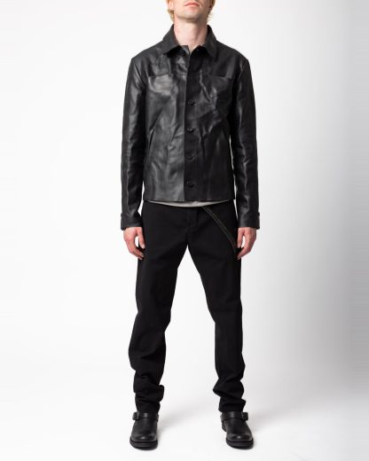 MA+ Maurizio Amadei macross J250 VA 1.0 Men Trucker Jacket Herren Jacke leder vachetta cow leather black hide m 4