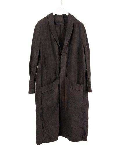 BIEK VERSTAPPEN COBL02 M Shawl Collar Coat Men Herren Mantel hand dyed belgian linen dark grey hide m 1