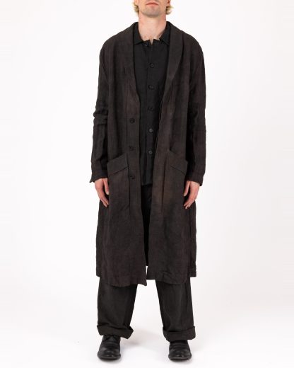 BIEK VERSTAPPEN COBL02 M Shawl Collar Coat Men Herren Mantel hand dyed belgian linen dark grey hide m 3