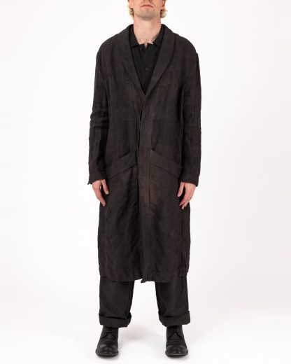 BIEK VERSTAPPEN COBL02 M Shawl Collar Coat Men Herren Mantel hand dyed belgian linen dark grey hide m 4