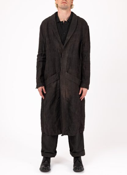BIEK VERSTAPPEN COBL02 M Shawl Collar Coat Men Herren Mantel hand dyed belgian linen dark grey hide m 4