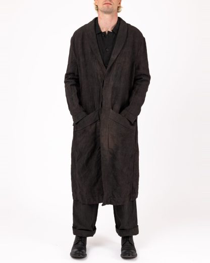 BIEK VERSTAPPEN COBL02 M Shawl Collar Coat Men Herren Mantel hand dyed belgian linen dark grey hide m 5