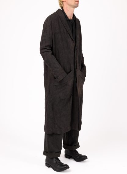 BIEK VERSTAPPEN COBL02 M Shawl Collar Coat Men Herren Mantel hand dyed belgian linen dark grey hide m 6