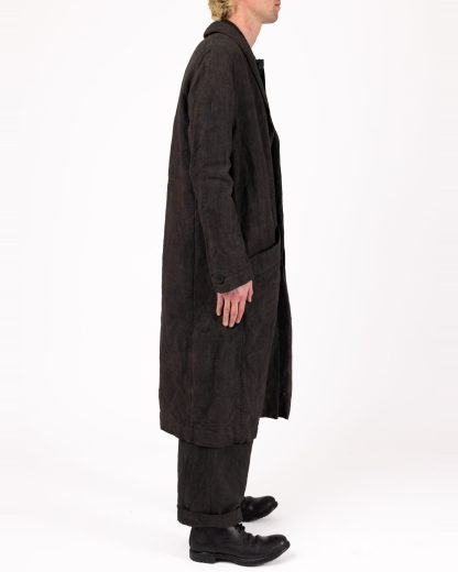 BIEK VERSTAPPEN COBL02 M Shawl Collar Coat Men Herren Mantel hand dyed belgian linen dark grey hide m 7