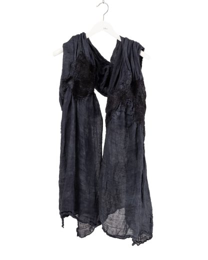 BIEK VERSTAPPEN Felted Scarf hand dyed linen dark blue grey hide m 1