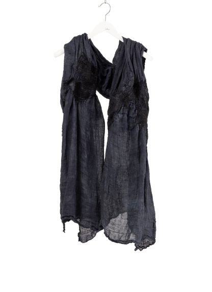 BIEK VERSTAPPEN Felted Scarf hand dyed linen dark blue grey hide m 1