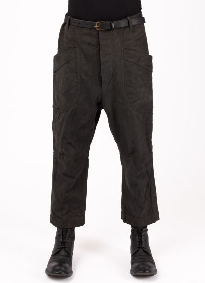 BIEK VERSTAPPEN TRC011 M Men Round Pocket Pants Herren Hose hand dyed cotton linen dark grey hide m 3