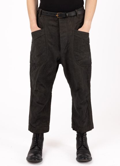 BIEK VERSTAPPEN TRC011 M Men Round Pocket Pants Herren Hose hand dyed cotton linen dark grey hide m 4