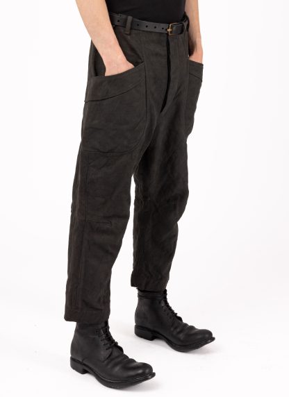 BIEK VERSTAPPEN TRC011 M Men Round Pocket Pants Herren Hose hand dyed cotton linen dark grey hide m 5