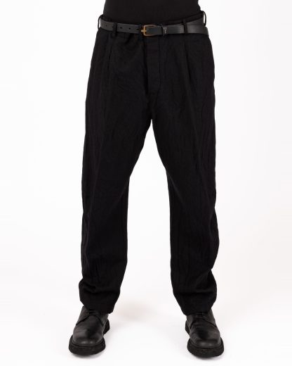 FORME D’EXPRESSION HP130 DM1B Men Baggy Casual Pants Herren Hose Trousers wool linen black hide m 3