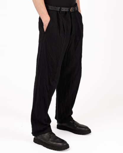 FORME D’EXPRESSION HP130 DM1B Men Baggy Casual Pants Herren Hose Trousers wool linen black hide m 4