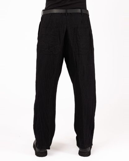 FORME D’EXPRESSION HP130 DM1B Men Baggy Casual Pants Herren Hose Trousers wool linen black hide m 6