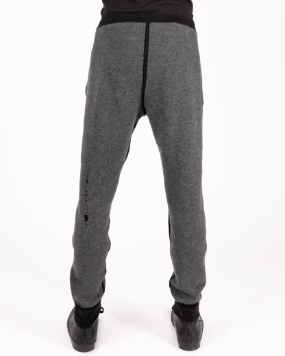 LABEL UNDER CONSTRUCTION 48YPN375 GOL1FLA1 BK DG Men Lunar Jogging Pants Herren Jogger Hose cashmere wool silk black dark grey hide m 12