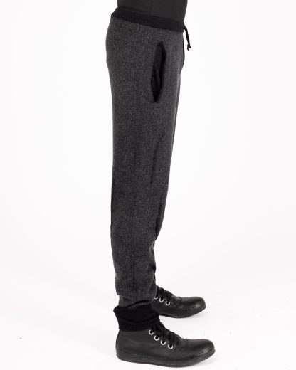 LABEL UNDER CONSTRUCTION 48YPN375 GOL1FLA1 BK DG Men Lunar Jogging Pants Herren Jogger Hose cashmere wool silk black dark grey hide m 7