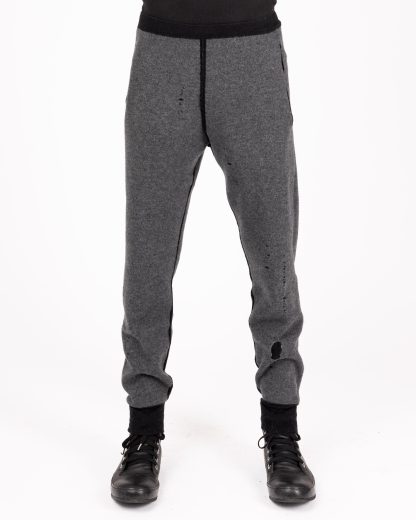 LABEL UNDER CONSTRUCTION 48YPN375 GOL1FLA1 BK DG Men Lunar Jogging Pants Herren Jogger Hose cashmere wool silk black dark grey hide m 9