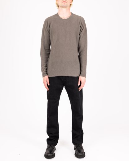LABEL UNDER CONSTRUCTION 48YSW290 CAS1 GG Men Crew Neck Arched Shoulder Sweater Herren Pulli Pullover cashmere grey green hide m 3