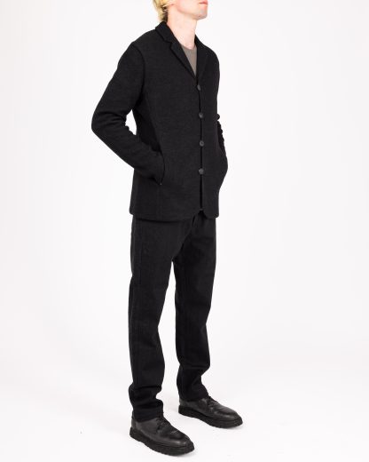 LABEL UNDER CONSTRUCTION CJC380 T39 BK BK Men 4 Button Jacket Herren Jacke baby alpaca cashmere silk black black hide m 6