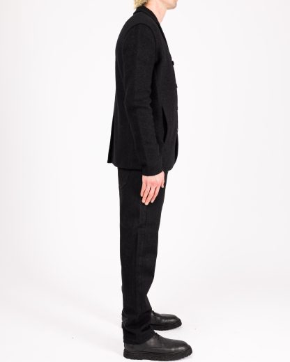 LABEL UNDER CONSTRUCTION CJC380 T39 BK BK Men 4 Button Jacket Herren Jacke baby alpaca cashmere silk black black hide m 7