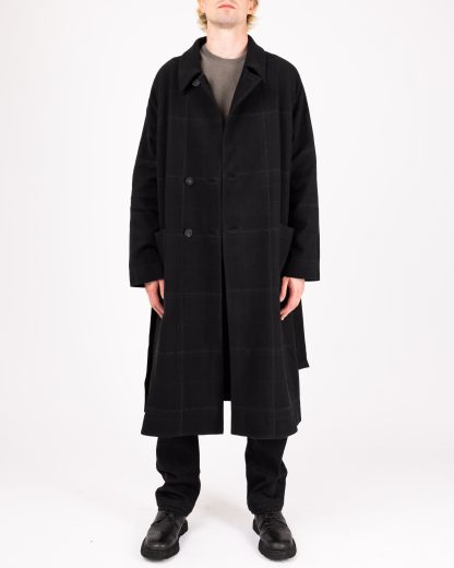 LABEL UNDER CONSTRUCTION FTR363HD FC28AST BK BK Men Trench Coat Herren Mantel wool black hide m 3
