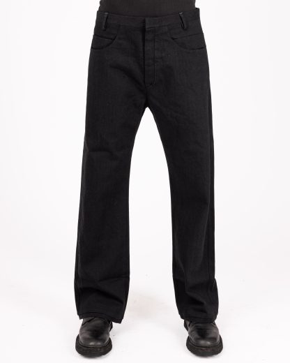 LABEL UNDER CONSTRUCTION 48FPN319 FC12B BK Men Yoke Pockets Wide Jeans Pants Herren Hose Trousers cotton light denim black hide m 3